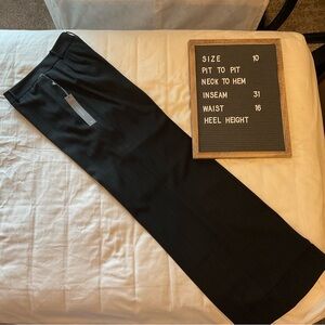 Wide leg black pinstriped trousers